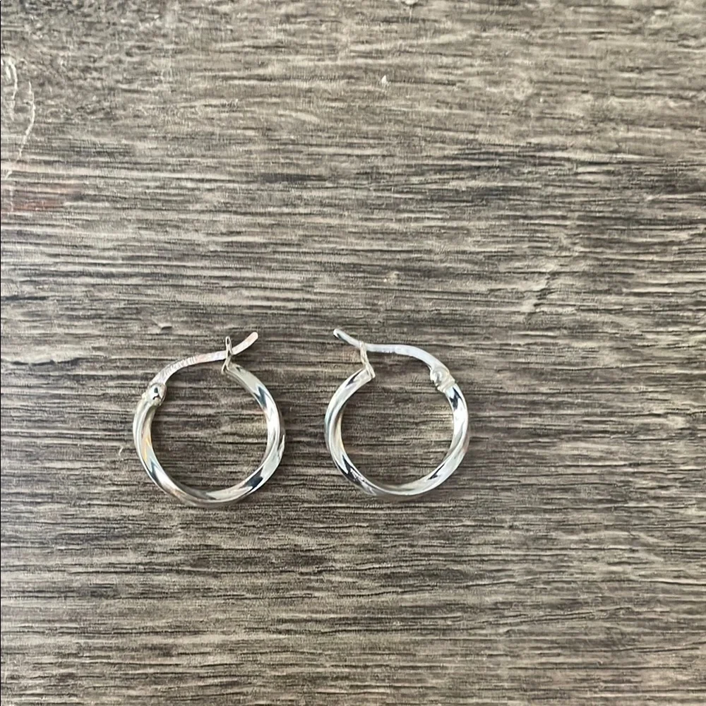 Sterling Silver Hoop Earrings - Picture 2 of 3